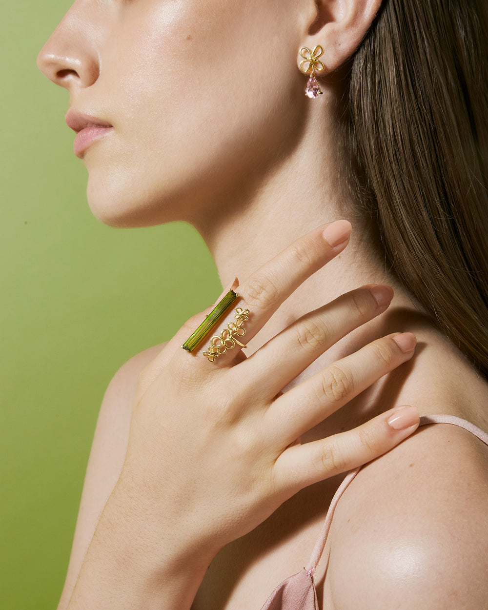 Anello con tormalina verde