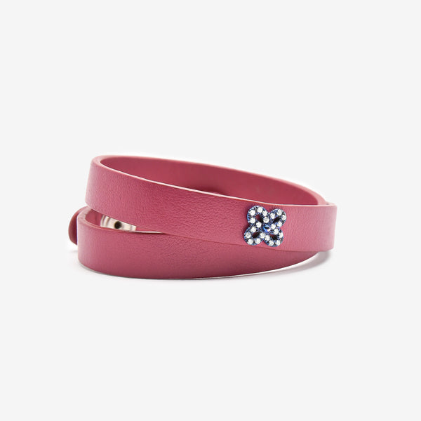 Bracciale in pelle con fiore in titanio 