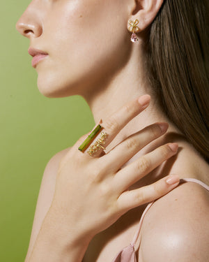 Anello con tormalina verde