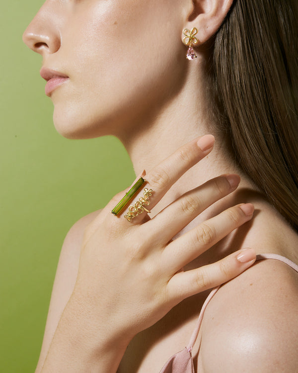 Anello con tormalina verde