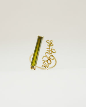 Anello con tormalina verde