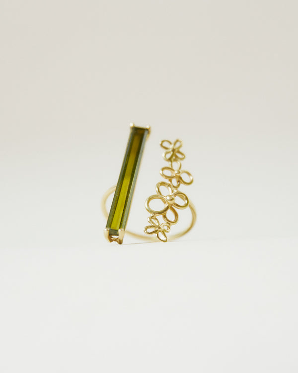Anello con tormalina verde