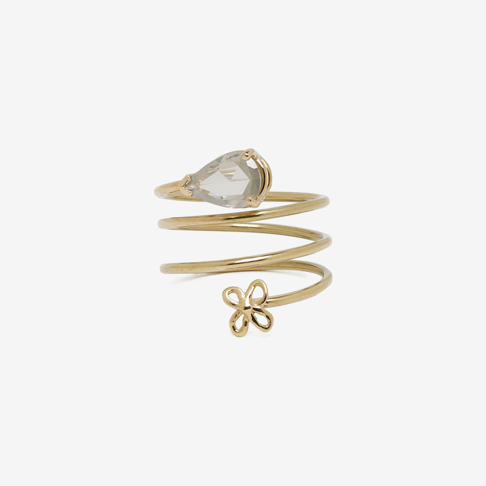 Anello a spirale con piccolo fiore 