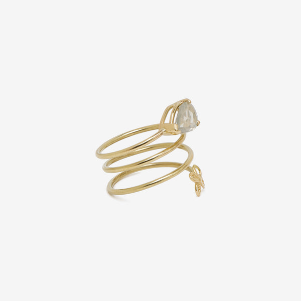 Anello a spirale con piccolo fiore 
